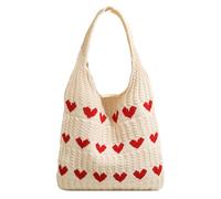 HDGSAFD Borsa a Maglia a Forma di Cuore - Borsa a Tracolla da Donna in Tessuto, Albicocca