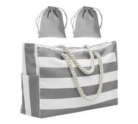 HDGSAFD Borsa a mano 1 pezzo, 2 pezzi, borsa in tessuto, borsa da spiaggia con chiusura lampo, borsa da spiaggia impermeabile da donna, borsa da spiaggia per la spiaggia, grigio.