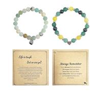 HDGSAFD Braccialetti con Ciondolo d'Amore 2 Pezzi, Braccialetti Elastici con Perline, Braccialetti Regolabili, Braccialetti Tessuti A Mano, Braccialetti da Donna