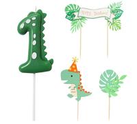 HDGSAFD Candela da 1 Pezzo, Inserto per Torta da 3 Pezzi, Candela Numero 1, Decorazione Dinosauro, Inserto per Torta per Festa di Compleanno per Bambini