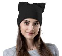 HDGSAFD Cappello con Orecchie di Gatto Nero da 1 Pezzo, Grazioso Cappello Lavorato A Maglia, Caldo Cappello da Donna, Cappello Autunnale E Invernale, Versatile Cappello da Esterno