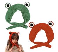 HDGSAFD Cappello Lavorato A Maglia Rana 2 Pezzi, Occhi Grandi Carini, Cappello Caldo, Cappello Protettivo Creativo per Le Orecchie, Cappello Lavorato A Maglia Caldo Invernale, Cappello Personalizzato