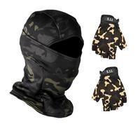 HDGSAFD Cappuccio Mimetico Caldo da 1 Pezzo E 1 Paio di Guanti Mimetici, Cappuccio Sportivo Antivento, Cappuccio da Bicicletta, Cappuccio da Sci