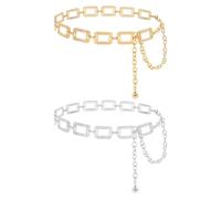 HDGSAFD Catene in Vita in Metallo da 2 Pezzi, Catene per Il Corpo da Donna, Catene in Vita alla Moda Personalizzate, Cinture A Catena Regolabili, Decorazione di Accessori Punk