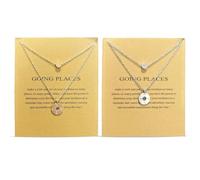 HDGSAFD Collana con Ciondolo Bussola 2 Pezzi, Catena Clavicola per Donne, Collana di personalità, Collana di Amicizia Ispiratrice, Regalo di Viaggio All'Aperto