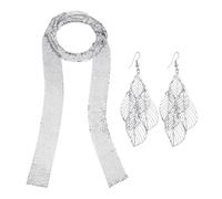 HDGSAFD Collana Sciarpa con Paillettes 1 Pezzo, 1 Paio di Orecchini Pendenti, Sciarpa da Donna, Gioielli Scintillanti Semplici, Collana Personalizzata