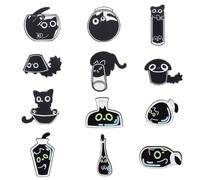 HDGSAFD Confezione da 12 Distintivi di Gatti, Spille di Animali dei Cartoni Animati, Distintivi Carini per Donne, Spille Creative, Decorazioni in Metallo per Abbigliamento