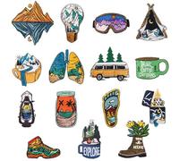 HDGSAFD Confezione da 15 Toppe Paesaggistiche Colorate, Toppe Graffiti Creative, Toppe Ricamate, Toppe Decorative per Abbigliamento, Toppe per Riparazione Abbigliamento