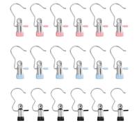 HDGSAFD Confezione da 18 Ganci A Clip, Mollette per Abiti in Acciaio Inossidabile, Mollette Antivento, Accessori per La Casa, Clip per Cappotti E Cappelli, Clip per Riporre Oggetti