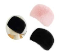 HDGSAFD Confezione da 2 Cappelli di Pelliccia, Prodotti Invernali per La Protezione dal Freddo, Cappelli Comodi E Caldi, Elei Cappelli Invernali da Donna (Nero, Rosa)