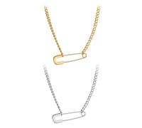 HDGSAFD Confezione da 2 Collane Creative con Spille, Collane Semplici, Collane con Ciondolo Personalizzate, Collane in Acciaio Inossidabile, Collane in Stile Punk