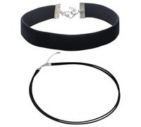 HDGSAFD Confezione da 2 Collane Nere, Collane Classiche da Donna, Collane Semplici alla Moda, Collane Regolabili, Catene di Clavicole