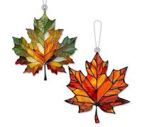 HDGSAFD Confezione da 2 Pendenti Decorativi in Foglia d'Acero Autunnale con Catene, Pendenti Decorativi in Acrilico, Decorazioni per La Casa, Decorazioni per Finestre