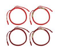 HDGSAFD Confezione da 4 Braccialetti Intrecciati Rossi, Braccialetti Portafortuna Regolabili, Unisex, Braccialetti Dell'Amicizia, Braccialetti per Coppia