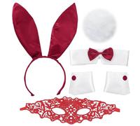 HDGSAFD Costume da Coniglietto A 5 Pezzi E Maschera per Gli Occhi in Pizzo da 1 Pezzo, Accessori per Il Gioco di Ruolo, Accessori in Maschera, Accessori in Costume.