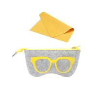 HDGSAFD Custodia per Occhiali Morbida Ultra Sottile - Pochette per Occhiali da Sole, da Lettura, per Miopia - Con Panno Pulisci Lenti (Giallo)