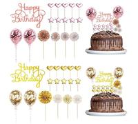 HDGSAFD Inserti per Torta 34 Pezzi, Inserti per Torta Glitterati, Inserti per Torta Creativi, Accessori per Decorazione Torte, Articoli per Feste di Compleanno