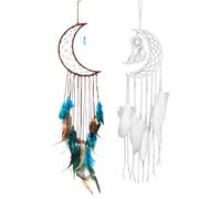 HDGSAFD Moon Shop, Ciondolo con Piume A Rete da Sogno, 2 Pezzi, Decorazioni Creative per La Casa, Camera da Letto, Decorazioni Artigianali con Piume