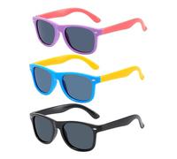 HDGSAFD Occhiali da sole per bambini, 3 pezzi, polarizzati, a blocco, protezione UV, moda, per ragazzi e ragazze (multicolore), multicolore, 129