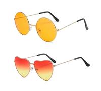 HDGSAFD Occhiali Rotondi Da 1 Pezzo E Occhiali A Cuore Da 1 Pezzo, Occhiali Retrò In Metallo, Occhiali Da Sole Alla Moda Creativi, Accessori Di Abbigliamento