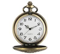 HDGSAFD Orologio da Tasca Vintage al Quarzo Con Catena, Numeri Romani e Incisione - Bronzo