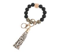 HDGSAFD Portachiavi Con Braccialetto e Perle in Silicone - Motivo Leopardato, Stile Bohémien, Multicolore - Taglia Unica