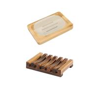HDGSAFD Portasapone in Legno da 2 Pezzi, Portasapone di Scarico, Portasapone dal Design Semplice, Accessori per Il Bagno, Accessori per Il Bagno