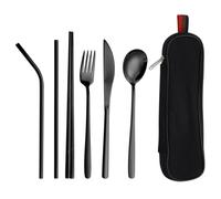 HDGSAFD Posate Portatili da 7 Pezzi, Posate in Acciaio Inossidabile, Set di Posate Riutilizzabili E Multifunzionali per Lavoro, Scuola, Campeggio