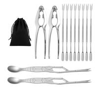 HDGSAFD Set da 12 pezzi, 1 custodia, forbici per granchio in acciaio inox, utensili per mangiare frutti di mare, forbici per carne di granchio