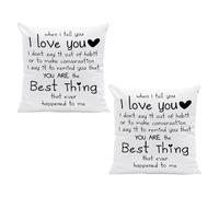 HDGSAFD Set di 2 federe per cuscino con scritta "I Love You", colore bianco, decorazione per cuscino per San Valentino, decorazione per divano