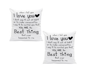 HDGSAFD Set di 2 federe per cuscino con scritta "I Love You", colore bianco, decorazione per cuscino per San Valentino, decorazione per divano