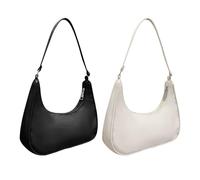 HDGSAFD Set di 2 piccole borse da donna retrò a tracolla per ragazze, borsa da festa (nero, bianco)
