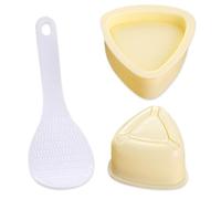HDGSAFD Set di 3 stampi per sushi, a forma di palline di riso, per sushi, set di stampi triangolari per palline di riso, antiaderenti (1 grande e 1 piccola forma + 1 cucchiaio di riso)