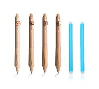 HDGSAFD Set di 4 penne cancellabili marrone e 2 gomme, ricarica blu, carino e riutilizzabile