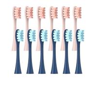 HDGYUA 12 testine di Ricambio sigillate sottovuoto compatibili con Oclean X PRO/ Z1/ F1/ One/Air 2/SE ugelli Morbidi for Pulizia Profonda (12 Grigio)(6pink6blue)