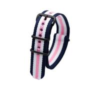 Hdhfjks Cinturino per orologio in nylon alla moda da 18/20/22/24 mm, con trama a righe, resistente e traspirante,2Blu 2Bianco 1Rosa,22 millimetri