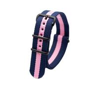 Hdhfjks Cinturino per orologio in nylon alla moda da 18/20/22/24 mm, con trama a righe, resistente e traspirante,2Blu 1Rosa,18 millimetri