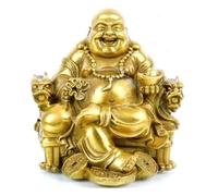 HDICUHNANU Buddha Statua Di Buddha In Ottone Per La Fortuna E Felicità, Dio Della Ricchezza, Statue Buddiste Del Che Ride, Decorazioni Per Casa Feng Shui, Scultura Decorativa per Casa(11 * 10 * 10cm)