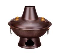 HDICUHNANU Hot Pot Shabu Pot Pentole per Cucinare Pentola A Carbone con Camino Shabu in Rame Vintage per 3-12 Persone Fornello per Spezzatini per Feste in Casa Multi Functional(36cm)