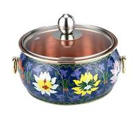 HDICUHNANU Hot Pot Shabu Pot Pentole per Cucinare Pentola Calda A Fondo Piatto per Uso Domestico Piccola in Rame A Induzione per Piano Cottura A Multi Functional(Blue)