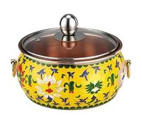 HDICUHNANU Hot Pot Shabu Pot Pentole per Cucinare Pentola Calda A Fondo Piatto per Uso Domestico Piccola in Rame A Induzione per Piano Cottura A Multi Functional(Yellow)