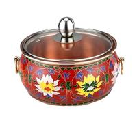 HDICUHNANU Hot Pot Shabu Pot Pentole per Cucinare Pentola Calda A Fondo Piatto per Uso Domestico Piccola in Rame A Induzione per Piano Cottura A Multi Functional(Rot)