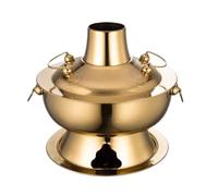 HDICUHNANU Hot Pot Shabu Pot Pentole per Cucinare Pentola Calda Cinese in Rame Shabu con Camino Pentole da Cucina Cinesi in Acciaio Inossidabile Multi Functional(Gold,30cm)
