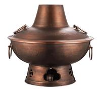HDICUHNANU Hot Pot Shabu Pot Pentole per Cucinare Pentola Calda in Rame A Carbone Vintage per Feste in Casa, Riunioni di Famiglia, Fornelli da Cucina Multi Functional(B,32cm)