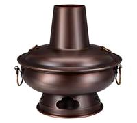 HDICUHNANU Hot Pot Shabu Pot Pentole per Cucinare Pentola Calda in Rame Addensata Camino Rialzato Mongola Adatta per Amici di Famiglia Multi Functional