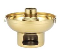 HDICUHNANU Hot Pot Shabu Pot Pentole per Cucinare Pentola Calda in Rame Cinese in Acciaio Inossidabile con Ghiaccio Secco Pentole Portatili Carbone Caldo Dorata Multi Functional(18cm)