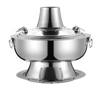 HDICUHNANU Hot Pot Shabu Pot Pentole per Cucinare Pentola Calda Riscaldata A Carbone con Vecchia in Acciaio Inossidabile di Pechino, Adatta per Cene in Famiglia Multi Functional(Blue,Silver,36cm)