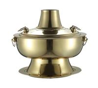 HDICUHNANU Hot Pot Shabu Pot Pentole per Cucinare Pentola Calda Riscaldata A Carbone con Vecchia in Acciaio Inossidabile di Pechino, Adatta per Cene in Famiglia Multi Functional(Gold,34cm)
