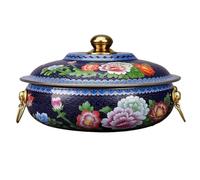 HDICUHNANU Hot Pot Shabu Pot Pentole per Cucinare Pentola in Rame Puro A Induzione Calda in Speciale Piatta per Uso Domestico Multi Functional(Blue,30cm)