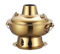 HDICUHNANU Hot Pot Shabu Pot Pentole per Cucinare Pentola per Stufato Cinese in Acciaio Inossidabile con Calda Vintage A Carbone per La Famiglia Domestica Multi Functional(Gold)